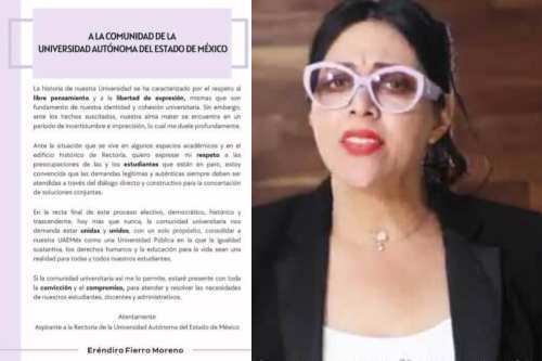 Candidata a rectora de UAEMEX, Eréndira Fierro llama al diálogo a estudiantes inconformes